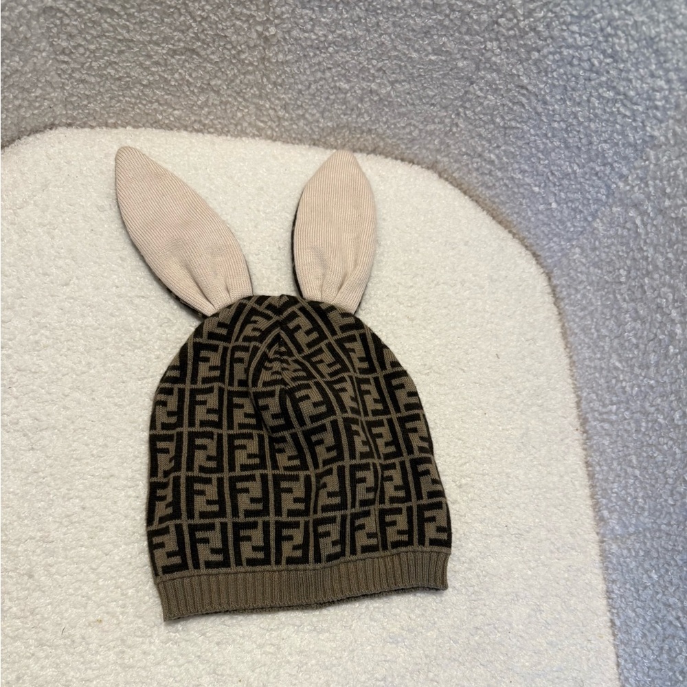 Fendi Kids Brown Bunny Ear Hat
